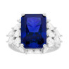 ANELLO SOLITARIO BLU ZAFFIRO CONTORNATO DA CUBIC ZIRCONIA GOCCIA BIANCHI IN ARGENTO 925 GALVANICA RODIO