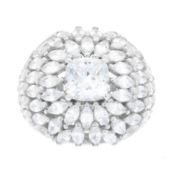 ANELLO SOLITARIO MODELLO FASCIONE CON CUBIC ZIRCONIA BIANCHI TAGLIO CUSHION E MARQUISE IN ARGENTO 925 GALVANICA RODIO