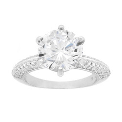 ANELLO SOLITARIO CON CUBIC ZIRCONIA BIANCO IN ARGENTO 925 GALVANICA RODIO