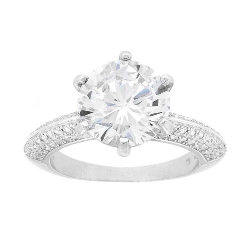 ANELLO SOLITARIO CON CUBIC ZIRCONIA BIANCO IN ARGENTO 925 GALVANICA RODIO