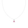 COLLANA CATENA FORZATINA DIAMANTATA CON FIORE SMALTO ROSA E PERLA IN ARGENTO 925 GALVANICA RODIO
