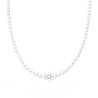 COLLANA PERLA MM 4 IN VETRO PERLATO CON FIORE CENTRALE CUBIC ZIRCONIA BIANCHI CON FILO E CHIUSURA IN ARGENTO 925 GALVANICA RODIO