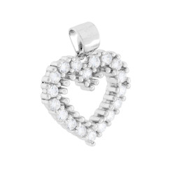 CIONDOLO CUORE CON CUBIC ZIRCONIA BIANCHI IN ARGENTO 925 GALVANICA RODIO