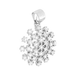 CIONDOLO TONDO FUOCO D'ARTIFICIO CON CUBIC ZIRCONIA BIANCHI IN ARGENTO 925 GALVANICA RODIO