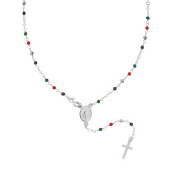 COLLANA ROSARIO CM 50 CON GRANI CRYSTAL MULTICOLOR MM 2 IN ARGENTO 925 GALVANICA RODIO