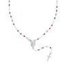 COLLANA ROSARIO CM 50 CON GRANI CRYSTAL MULTICOLOR MM 2 IN ARGENTO 925 GALVANICA RODIO