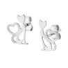 ORECCHINI GATTO CON CUORE DIAMANTATO IN ARGENTO 925 GALVANICA RODIO