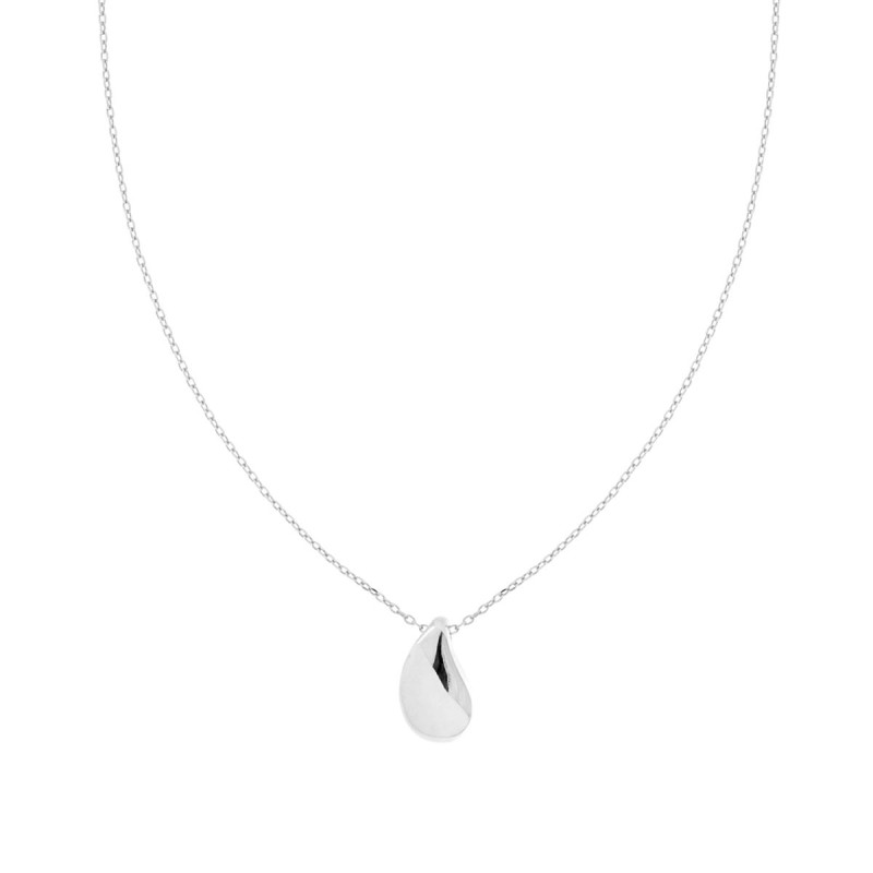 COLLANA CATENA FORZATINA DIAMANTATA CON GOCCIA BOMBATA IN ARGENTO 925 GALVANICA RODIO