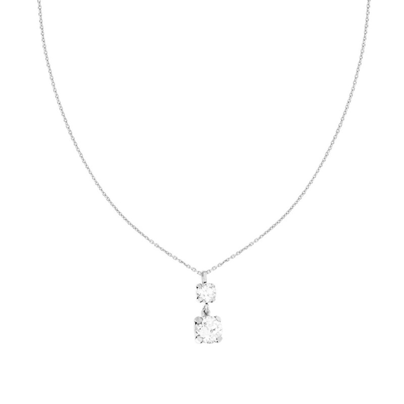 COLLANA CATENA FORZATINA DIAMANTATA CON PUNTI LUCE TONDO CRYSTAL BIANCO IN ARGENTO 925 GALVANICA RODIO