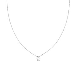 COLLANA CATENA FORZATINA DIAMANTATA CON PUNTO LUCE OVALE CRYSTAL BIANCO IN ARGENTO 925 GALVANICA RODIO