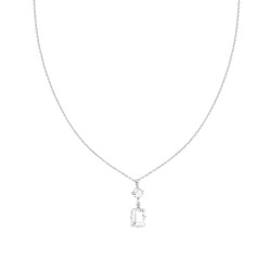 COLLANA CATENA FORZATINA DIAMANTATA CON PUNTI LUCE TONDO E BAGUETTE CRYSTAL BIANCO IN ARGENTO 925 GALVANICA RODIO