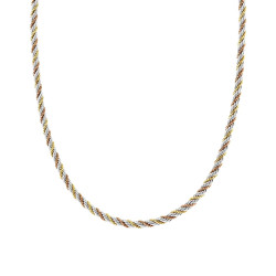 COLLANA DUE FILI CATENA VENEZIANA E CORDA INTRECCIATI IN ACCIAIO COLORE ORO E ROSA
