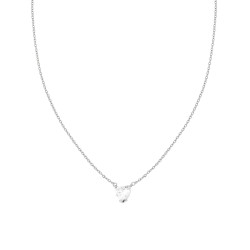 COLLANA CATENA FORZATINA DIAMANTATA CON PUNTO LUCE CUORE CRYSTAL BIANCO IN ACCIAIO E OTTONE