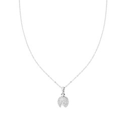 COLLANA CATENA FORZATINA DIAMANTATA CON COCCINELLA E CRYSTAL BIANCHI IN ACCIAIO E OTTONE