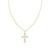 COLLANA CATENA FORZATINA DIAMANTATA CON CROCE E CRYSTAL BIANCO IN ACCIAIO E OTTONE COLORE ORO