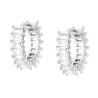 ORECCHINI CERCHIO A SCATTINO MM 16 CON BAGUETTE CUBIC ZIRCONIA BIANCHI IN ARGENTO 925 GALVANICA RODIO