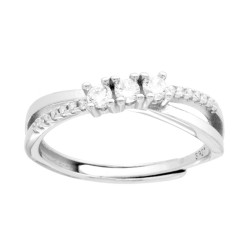 ANELLO TRILOGY CON CUBIC ZIRCONIA BIANCHI IN ARGENTO 925 GALVANICA RODIO