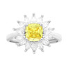 ANELLO SOLITARIO QUADRATO CUSHION TOPAZIO GIALLO CONTORNATO DA CUBIC ZIRCONIA MARQUISE BIANCHI IN ARGENTO 925 GALVANICA RODIO