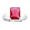 ANELLO SOLITARIO RETTANGOLO CUBIC ZIRCONIA ROSSO RUBINO IN ARGENTO 925 GALVANICA RODIO