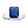 ANELLO SOLITARIO RETTANGOLO CUBIC ZIRCONIA BLU ZAFFIRO IN ARGENTO 925 GALVANICA RODIO