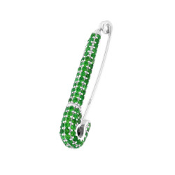 SPILLA BALIA CON CUBIC ZIRCONIA VERDE SMERALDO IN ARGENTO 925 GALVANICA RODIO