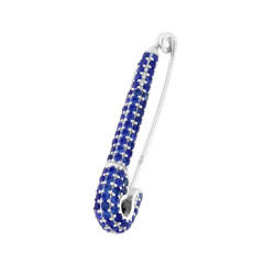 SPILLA BALIA CON CUBIC ZIRCONIA BLU ZAFFIRO IN ARGENTO 925 GALVANICA RODIO