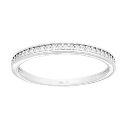 ANELLO VERETTA BINARIO CON CUBIC ZIRCONIA BIANCHI MM 2.1 IN ARGENTO 925 GALVANICA RODIO
