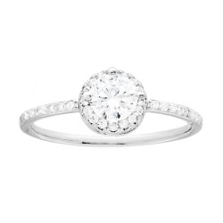 ANELLO SOLITARIO CON CUBIC ZIRCONIA BIANCHI IN ARGENTO 925 GALVANICA RODIO