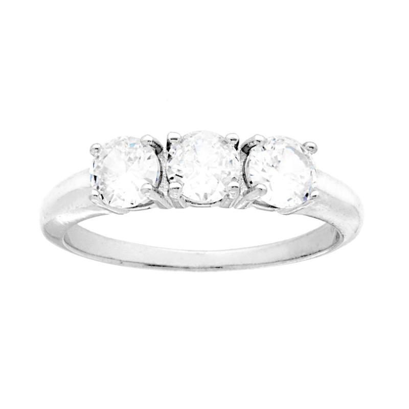 ANELLO TRILOGY CON CUBIC ZIRCONIA BIANCO MM 4 IN ARGENTO 925 GALVANICA RODIO