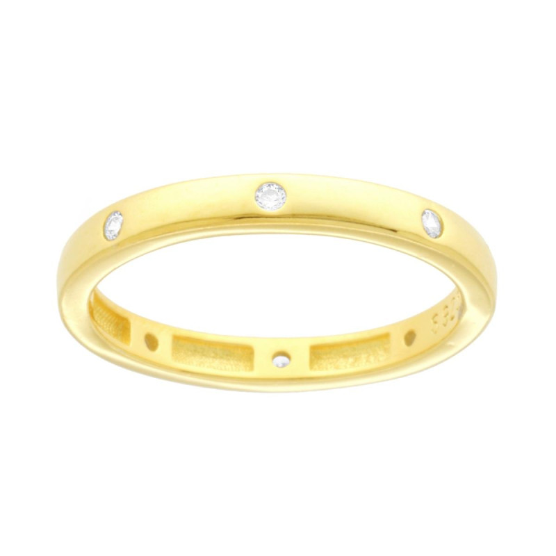 ANELLO FEDINA CON CUBIC ZIRCONIA BIANCHI IN ARGENTO 925 GALVANICA ORO