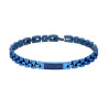 BRACCIALE UOMO CATENA IMPERNIATA CON TARGA E CRYSTAL NERI IN ACCIAIO COLORE BLU
