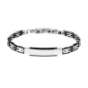 BRACCIALE UOMO MAGLIA IMPERNIATA NERA CON TARGA IN ACCIAIO
