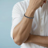 BRACCIALE UOMO MAGLIA IMPERNIATA IN CERAMICA BLU E NERO IN ACCIAIO