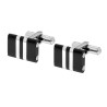 ACCESSORI GEMELLI UOMO RETTANGOLARE CON STRISCE NERE MM 12 X 17 IN ACCIAIO