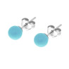ORECCHINI PERLA SWAROWSKI MM 6 TURCHESE IN ARGENTO 925 GALVANICA RODIO