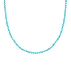 COLLANA PERLA 3 MM VETRO PERLATO TURCHESE CON FILO E CHIUSURA IN ARGENTO 925 GALVANICA RODIO