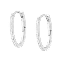 ORECCHINI OVALE A SCATTINO CON CUBIC ZIRCONIA BIANCHI IN ARGENTO 925 GALVANICA RODIO