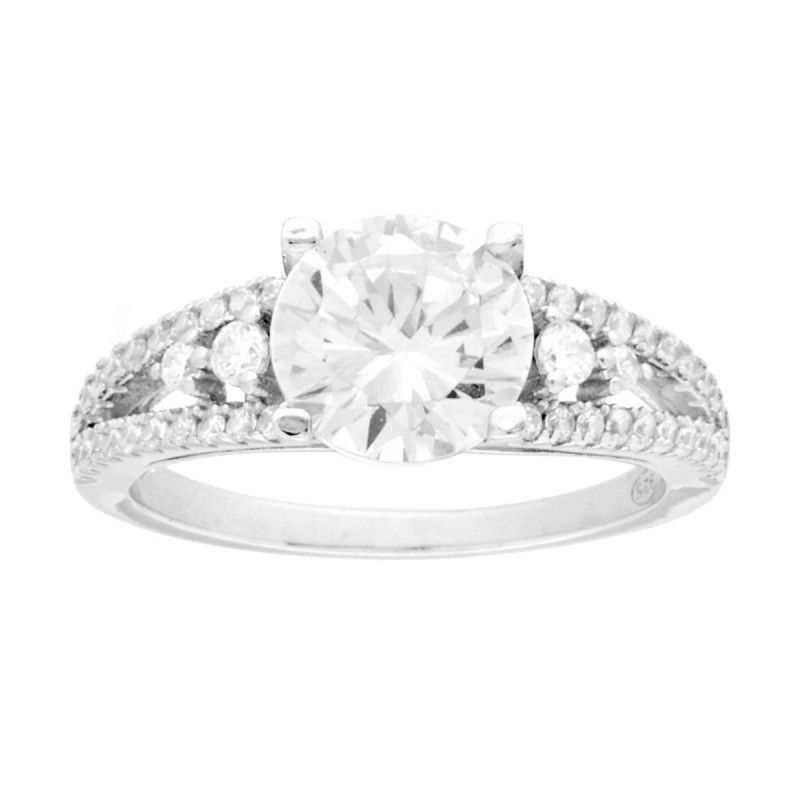 ANELLO SOLITARIO CON CUBIC ZIRCONIA BIANCO IN ARGENTO 925 GALVANICA RODIO