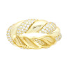 ANELLO FASCIA TRECCIA CON CUBIC ZIRCONIA BIANCHI IN ARGENTO 925 GALVANICA ORO