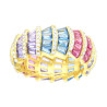 ANELLO FASCIA MODELLO ETERNITY CON CUBIC ZIRCONIA BIANCHI E CUBIC ZIRCONIA TAGLIO BAGUETTE ROSA GLICINE ACQUAMARINA IN ARGENTO 9