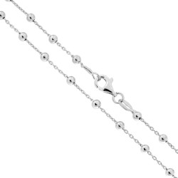 CATENA FORZATINA CM 45 SEZIONE MM 1 ALTERNATA CON PALLINA LISCIA MM 3 IN ARGENTO 925 RODIATO
