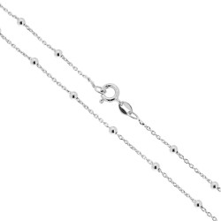 CATENA FORZATINA DIAMANTATA 030 CON PALLINA LISCIA MM 2 LUNGHEZZA CM 50 IN ARGENTO 925 GALVANICA RODIO