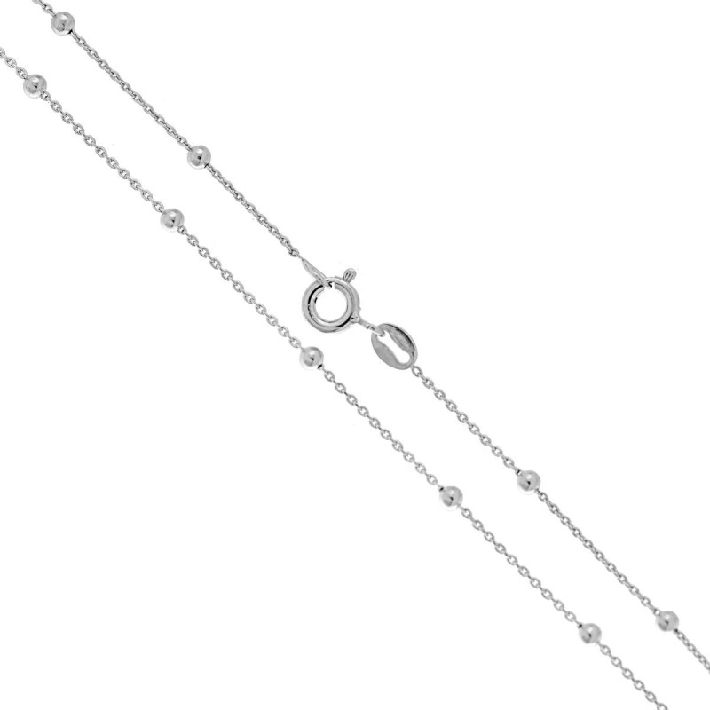 CATENA FORZATINA CM 40 ALTERNATA CON PALLINE LISCE MM 2.5 IN ARGENTO 925 GALVANICA RODIO