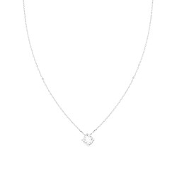 COLLANA CATENA FORZATINA DIAMANTATA CON PUNTO LUCE MM 6 CUBIC ZIRCONIA BIANCO IN ARGENTO 925 GALVANICA RODIO