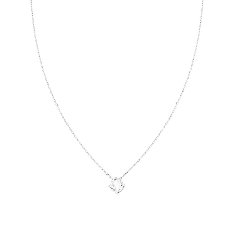 COLLANA CATENA FORZATINA DIAMANTATA CON PUNTO LUCE MM 6 CUBIC ZIRCONIA BIANCO IN ARGENTO 925 GALVANICA RODIO