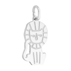 CIONDOLO PIASTRINA LEONE IN ARGENTO 925 GALVANICA RODIO