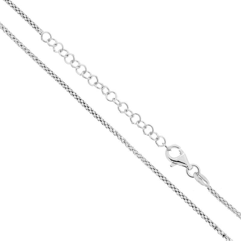 CATENA COREANA DIAMANTATA 160 SEZIONE 1.6 LUNGHEZZA CM 50+5 IN ARGENTO 925 GALVANICA RODIO