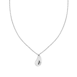 COLLANA CATENA CORDA DIAMANTATA CON GOCCIA PENDENTE IN ARGENTO 925 GALVANICA RODIO