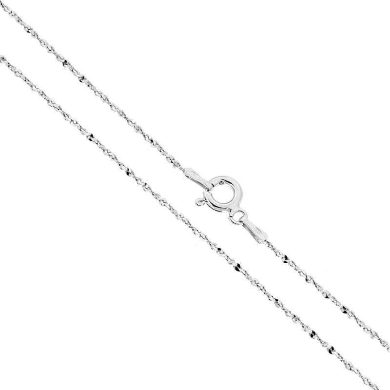 CATENA SERPENTINA DIAMANTATA RITORTA SEZIONE MM 1.2 LUNGHEZZA CM 45 IN ARGENTO 925 GALVANICA RODIO