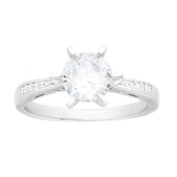 ANELLO SOLITARIO CON CUBIC ZIRCONIA BIANCHI MM 7 IN ARGENTO 925 GALVANICA RODIO